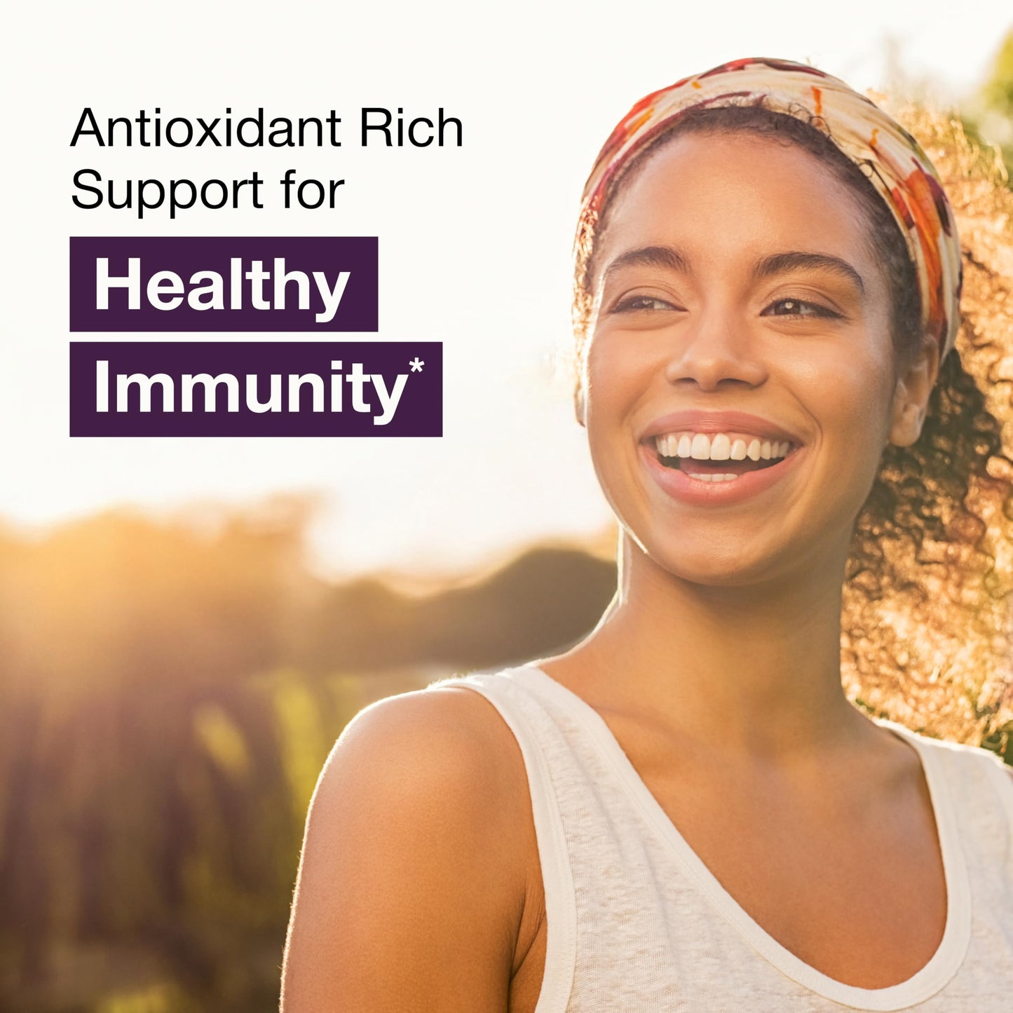 Side panel of Sandhu's elderberry immune formula highlighting gluten-free and soy-free labels