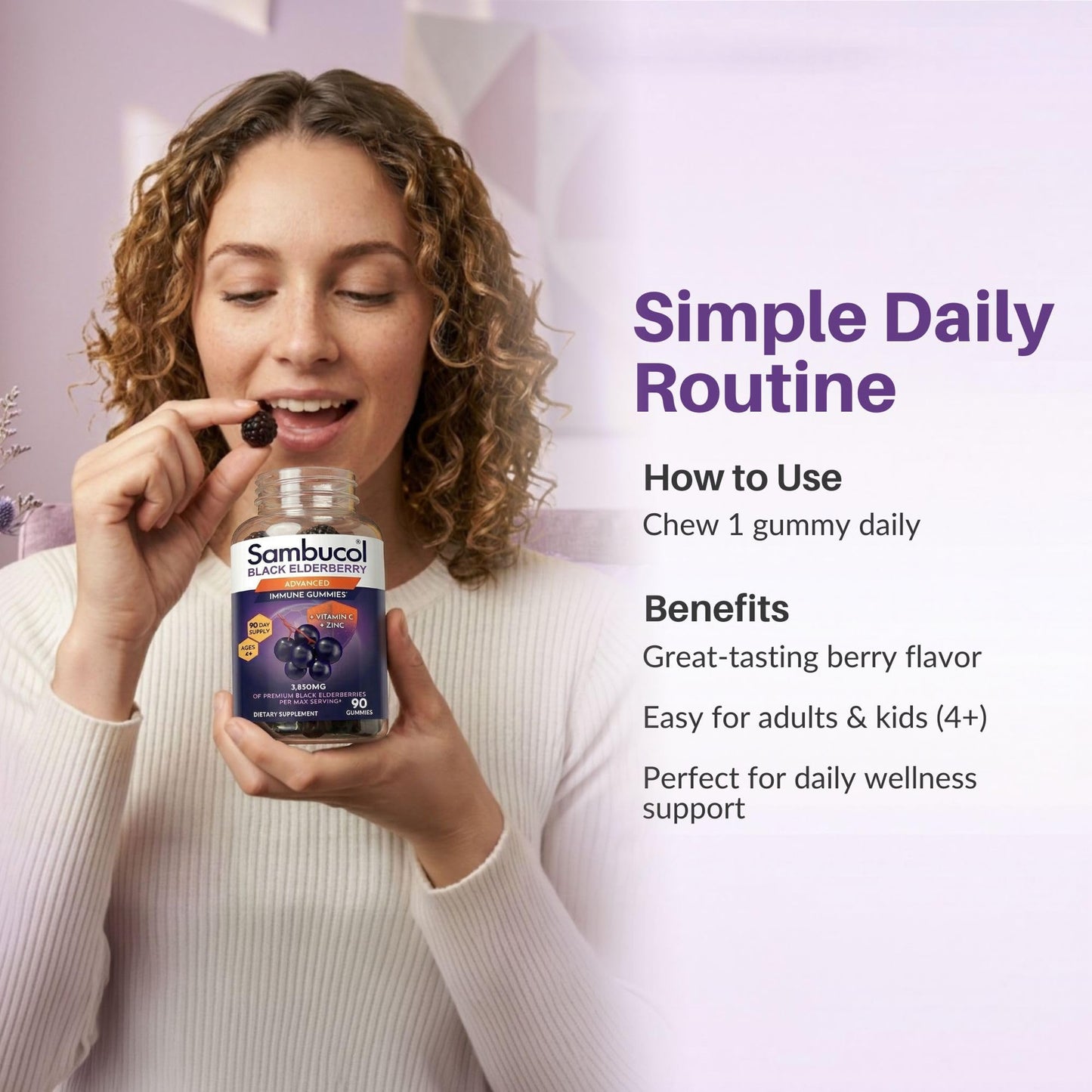 Ninety count berry flavored healthy lifestyle immunity booster gummies for family