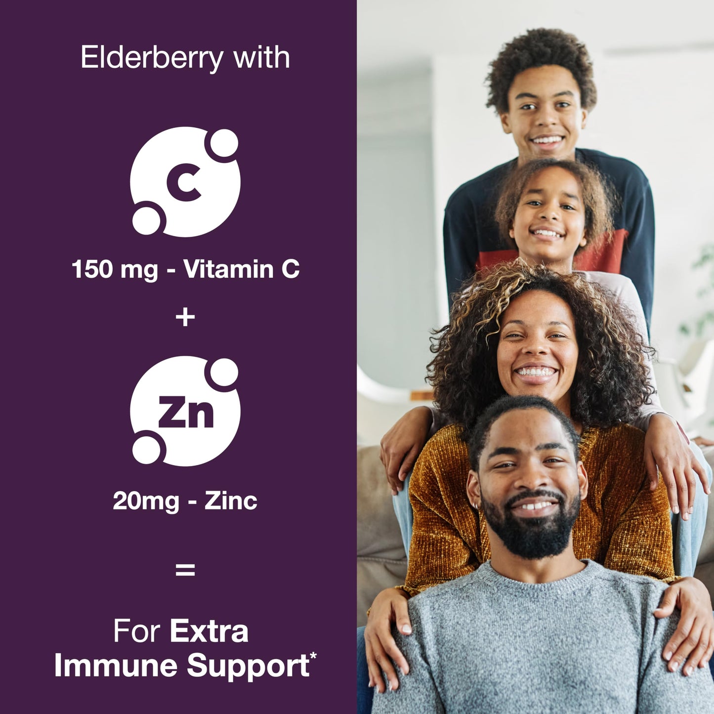 Sandhu's nutrition elderberry 6-in-1 synergistic blend packaging showing third-party tested seal