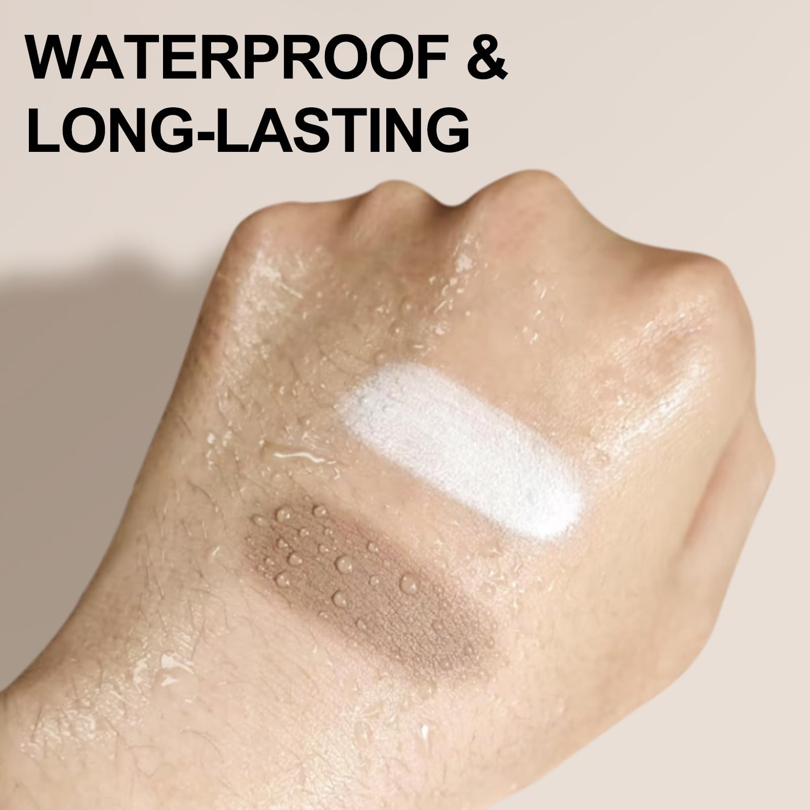 Erinde matte cream contour stick applied on skin demonstrating the cool toned gray brown swatch.