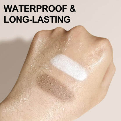 Erinde matte cream contour stick applied on skin demonstrating the cool toned gray brown swatch.