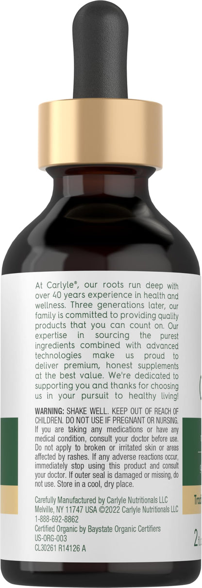 Close up view of the dropper cap on the Carlyle wild harvested Mediterranean oregano oil bottle.