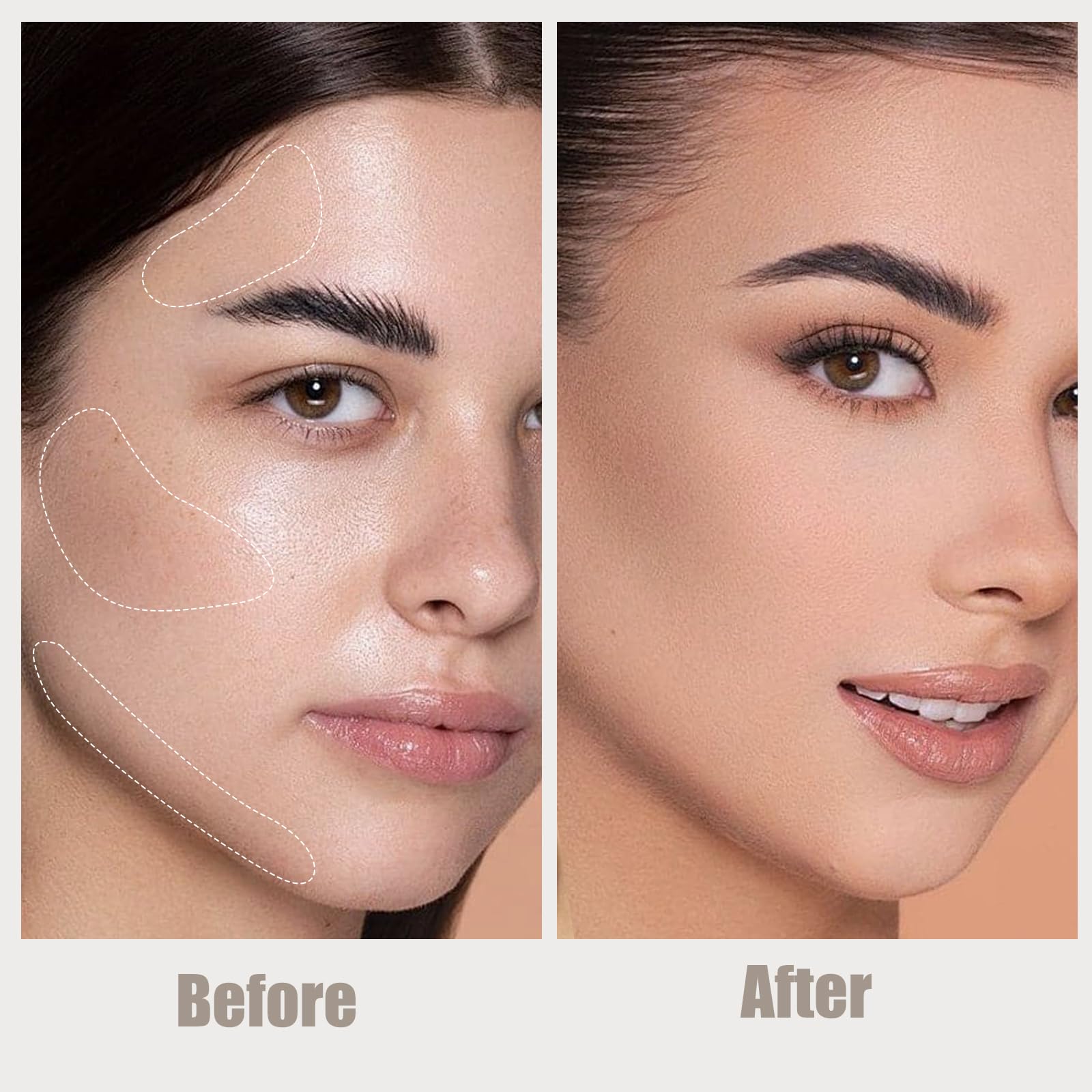 LYBHDAFA cool grey brown contour stick being applied to the nose and cheekbones for precision sculpting.