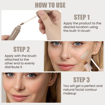 Packaging and components of the weightless sweatproof LYBHDAFA face contouring stick.