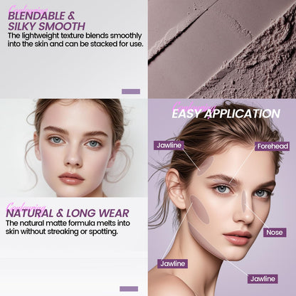 Noerrors face sculpting and nose contouring taupe powder texture close up