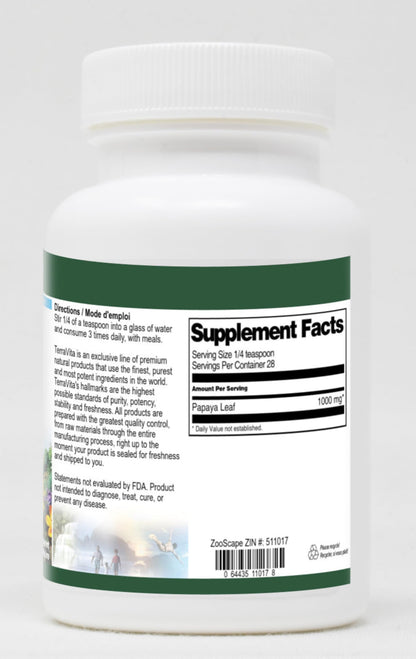 Authentic USA Terravita papaya leaf herbal supplement 1 ounce