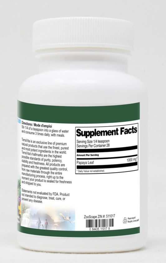 Authentic USA Terravita papaya leaf herbal supplement 1 ounce