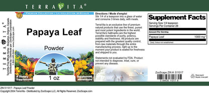 Side profile of Terravita pure papaya leaf powder packaging