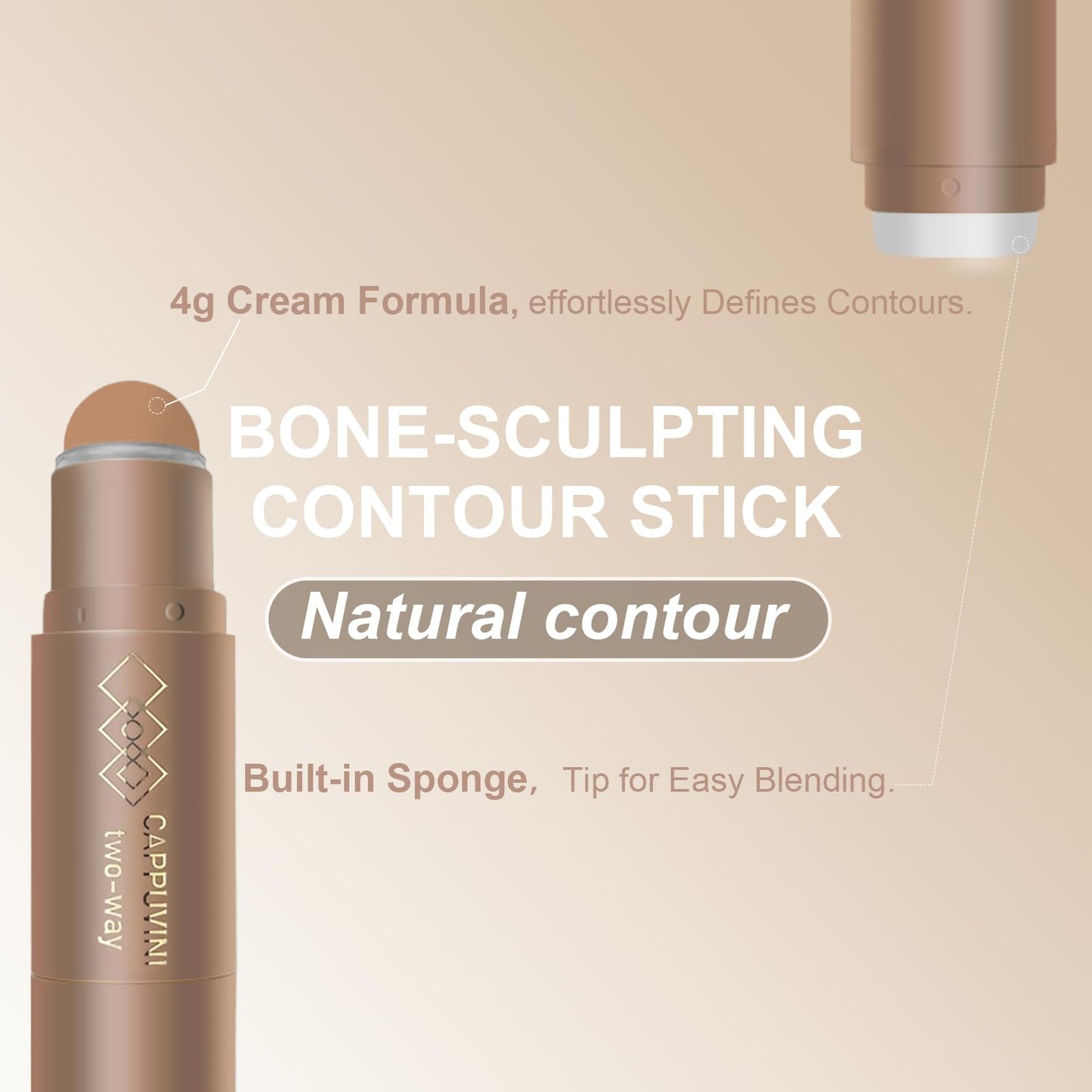 Okerker contour stick 01 Cool Ash Brown package standing upright on a clean minimalist vanity background.