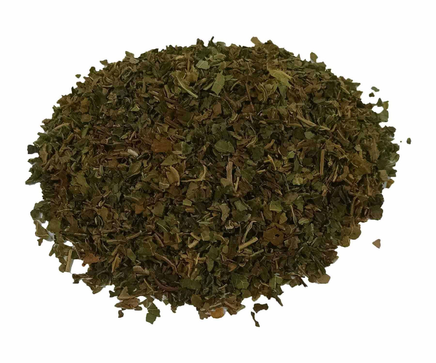 Organic dried papaya leaves in tea bag cut packaging