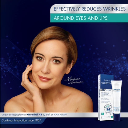 Dermatologically tested Gerovital eye and lip lifting cream side view