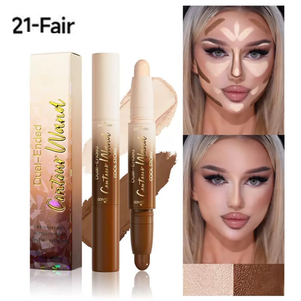 Two piece cream bronzer and face shaping stick kit for professional highlighting and shading.