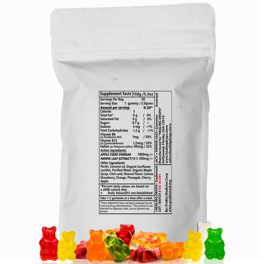 Close up of Healing Drops dietary supplement gummy texture