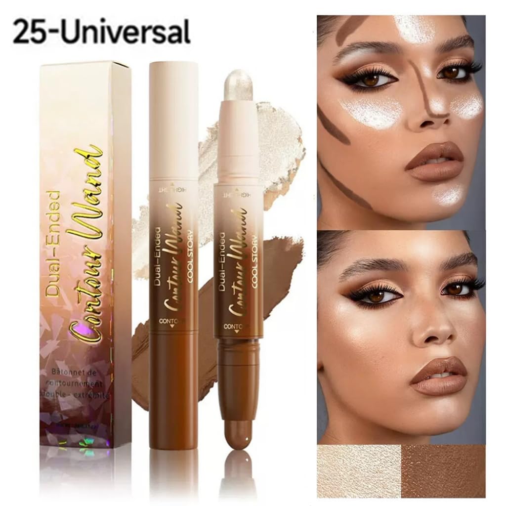 Waterproof long lasting double headed contour pen applied to different skin tones.