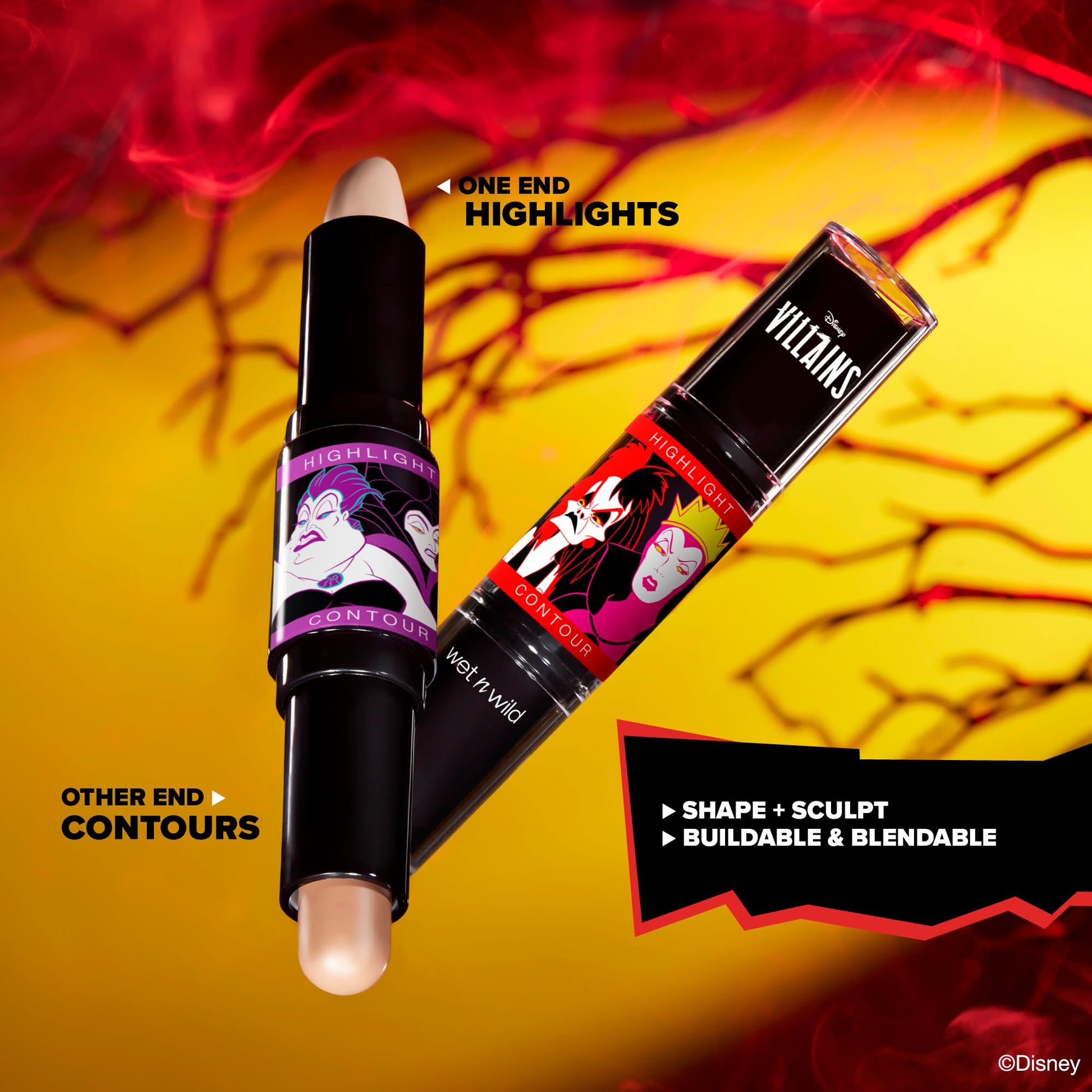 Wet N Wild More Power Please dual ended contour stick open showing the cream highlight and contour shades.