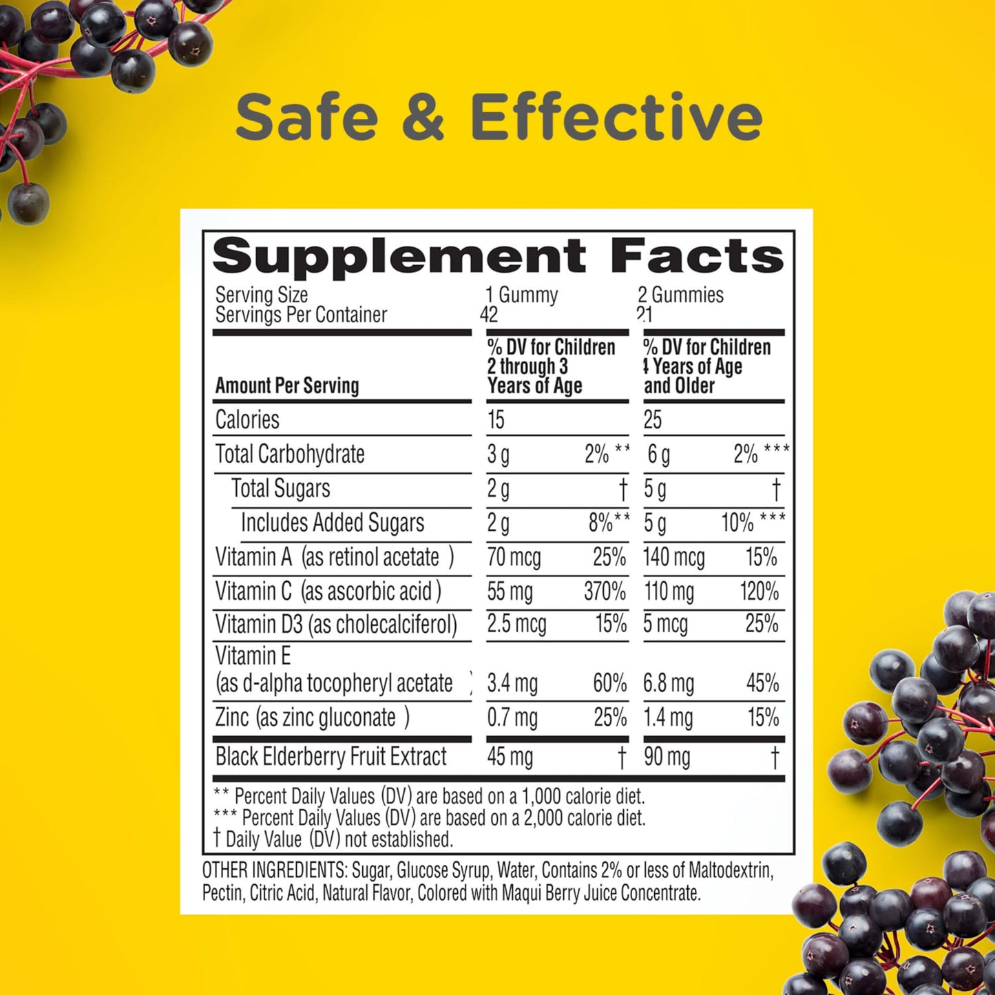 Close up of Zarbee's elderberry gummies for children