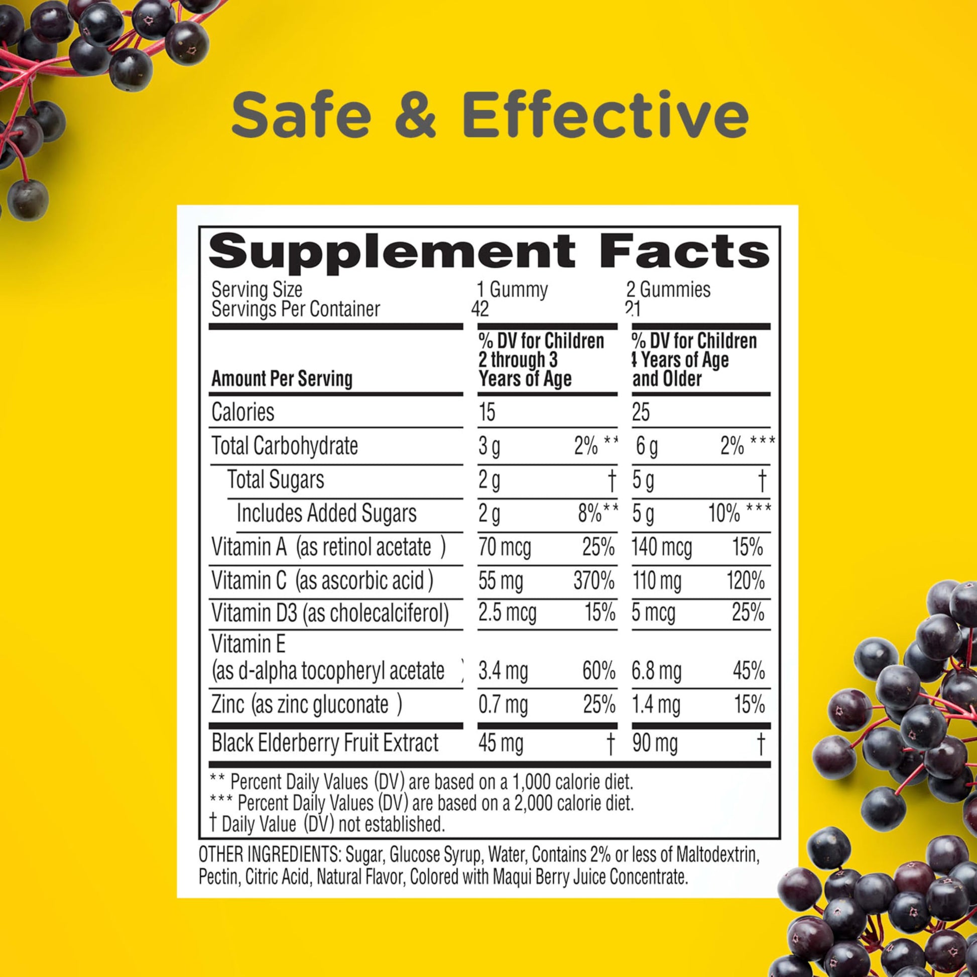 Close up of Zarbee's elderberry gummies for children