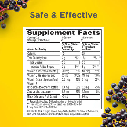 Close up of Zarbee's elderberry gummies for children