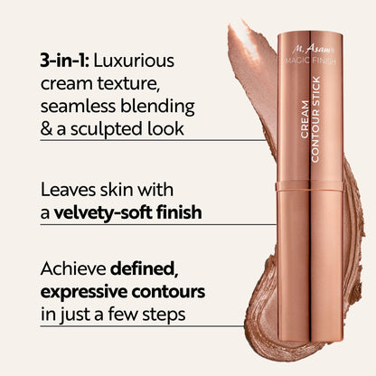 M. Asam face sculpting bronzer stick with cap off revealing the creamy contour bullet.