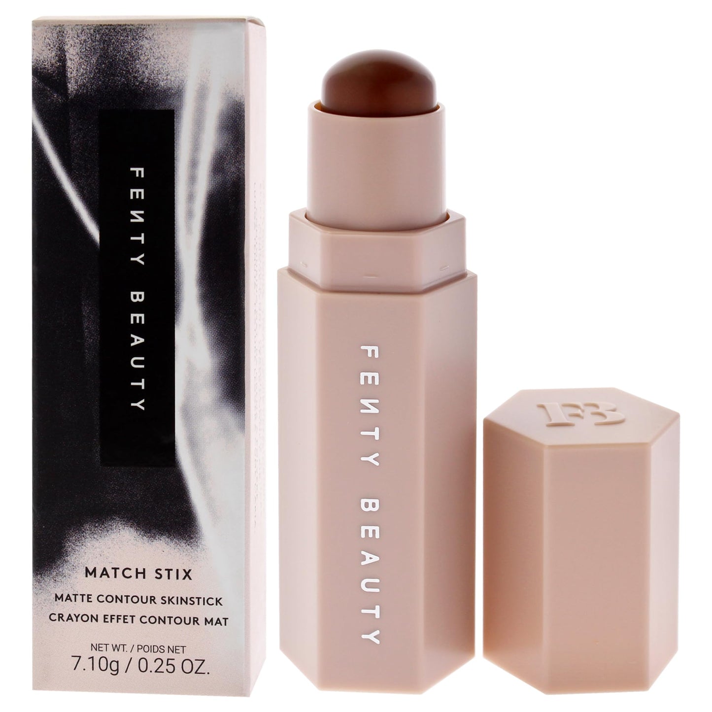 Side angle view of the Fenty Beauty Rihanna Match Stix contour stick emphasizing its portable and travel friendly design.