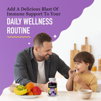 Airborne natural berry flavor antioxidant defense chewable gummies for family wellness open cap view