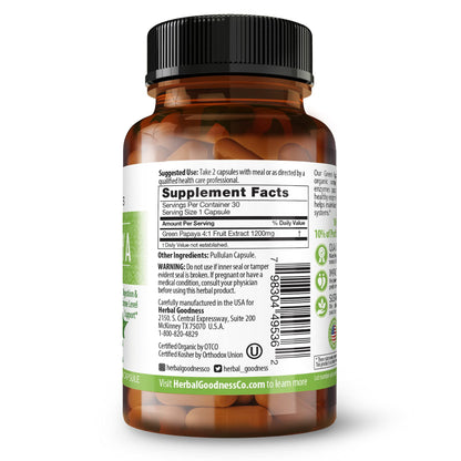 Herbal Goodness Green Papaya capsules showing 60 count label
