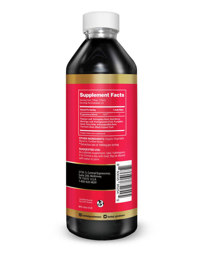 Herbal Goodness Papaya Leaf extract 12 fluid ounce bottle label