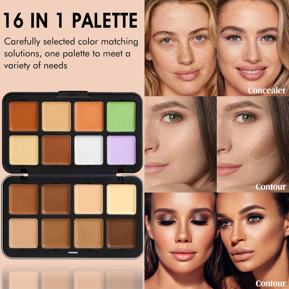 Lsxia 16 colors makeup palette open view displaying shades