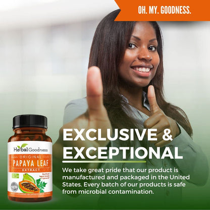 Back label showing ingredients of Herbal Goodness extract