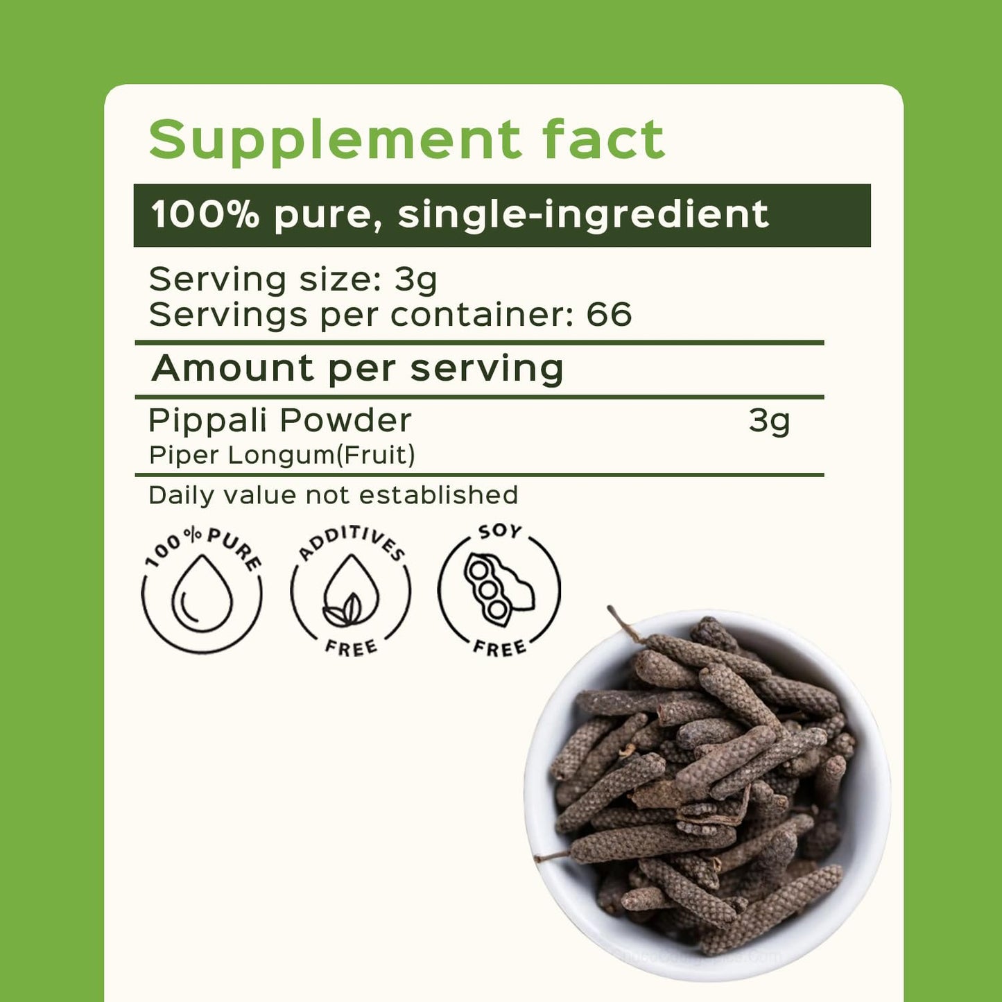 Pure Pippali fruit powder for respiratory tonic benefits