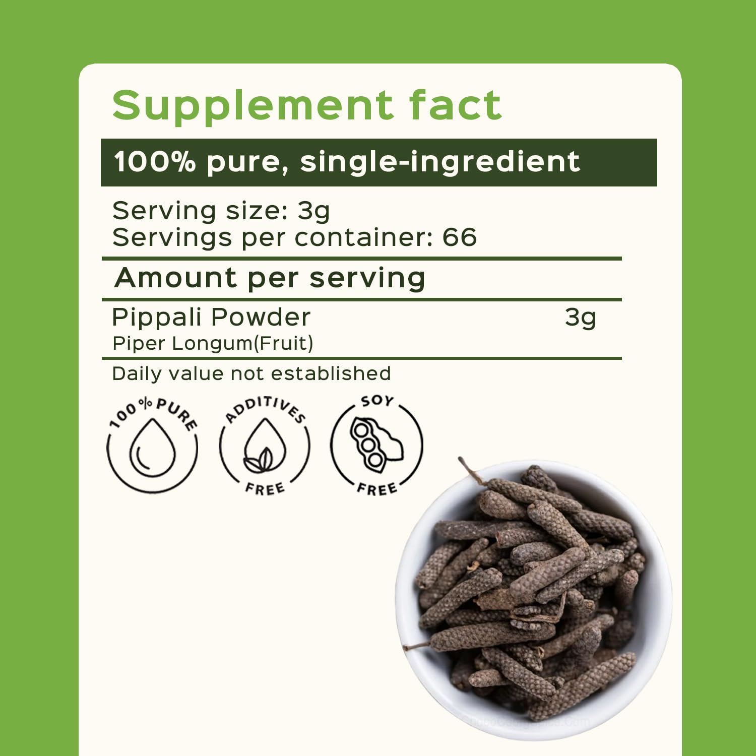 Pure Pippali fruit powder for respiratory tonic benefits