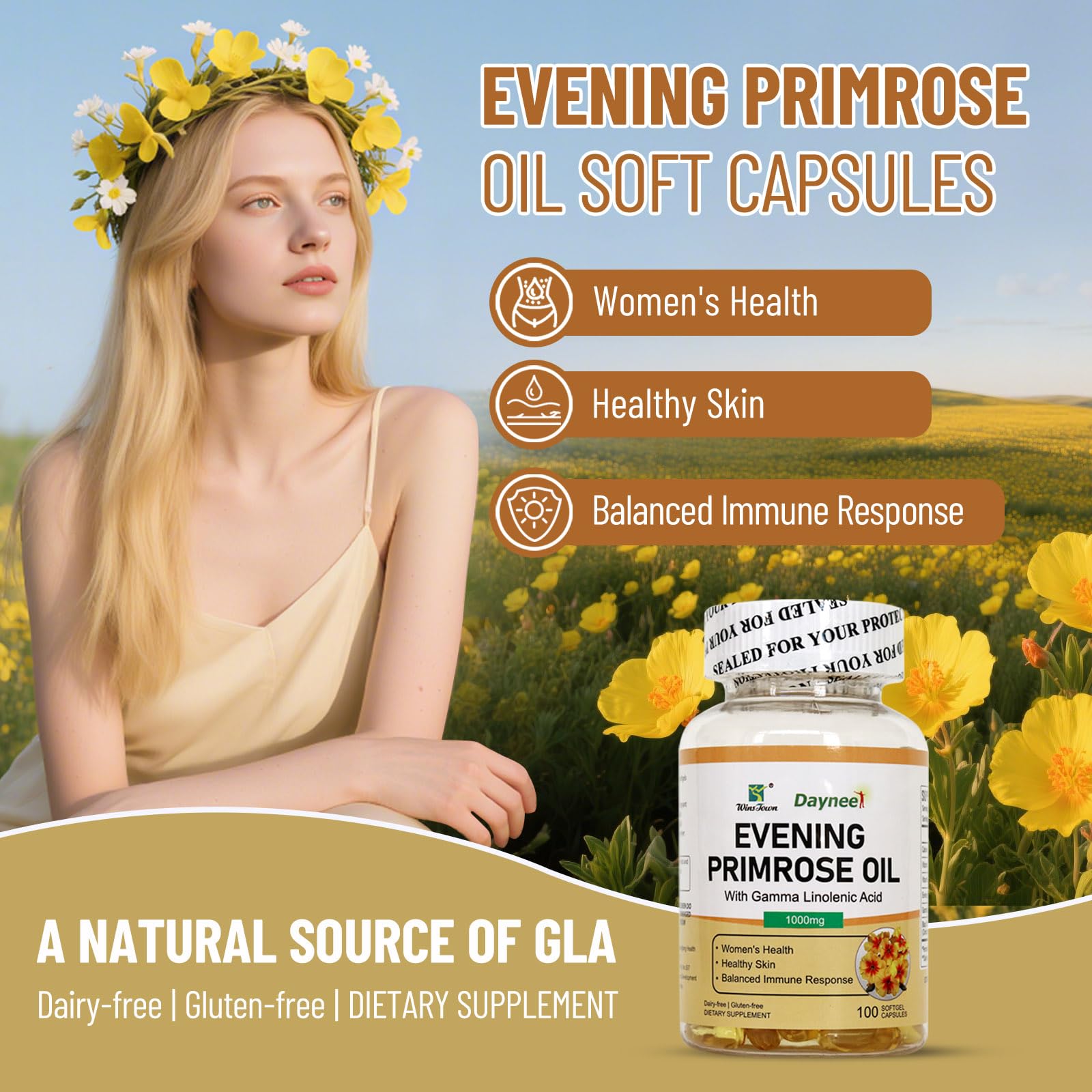 Wins Town Evening Primrose Oil supplement facts and ingredients label