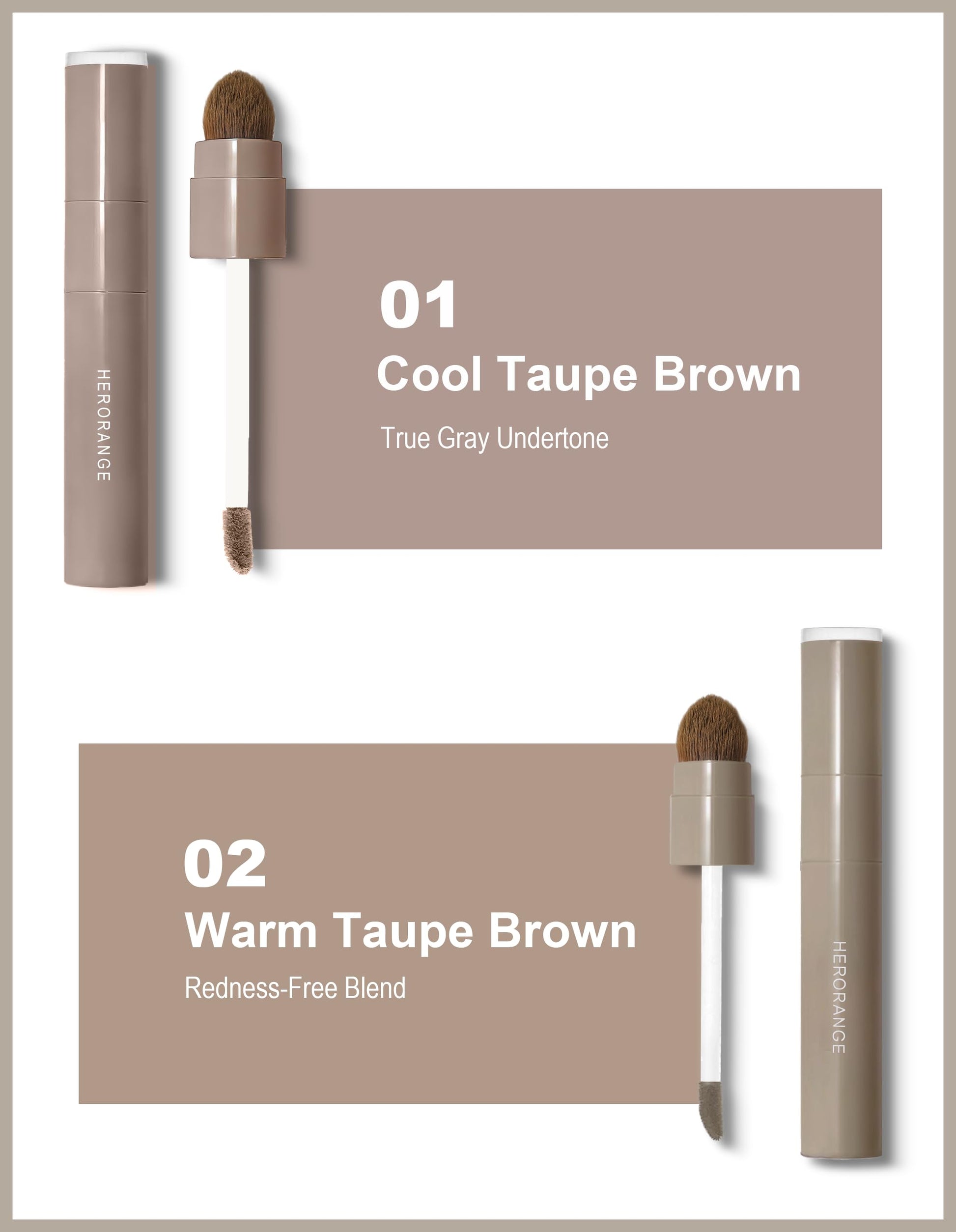 Okerker grey nose contour stick showing the built-in angled blending brush for precise makeup sculpting.