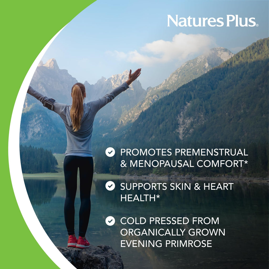 Gluten free and hypoallergenic dietary supplement labels on the side of NaturesPlus Ultra EPO bottle