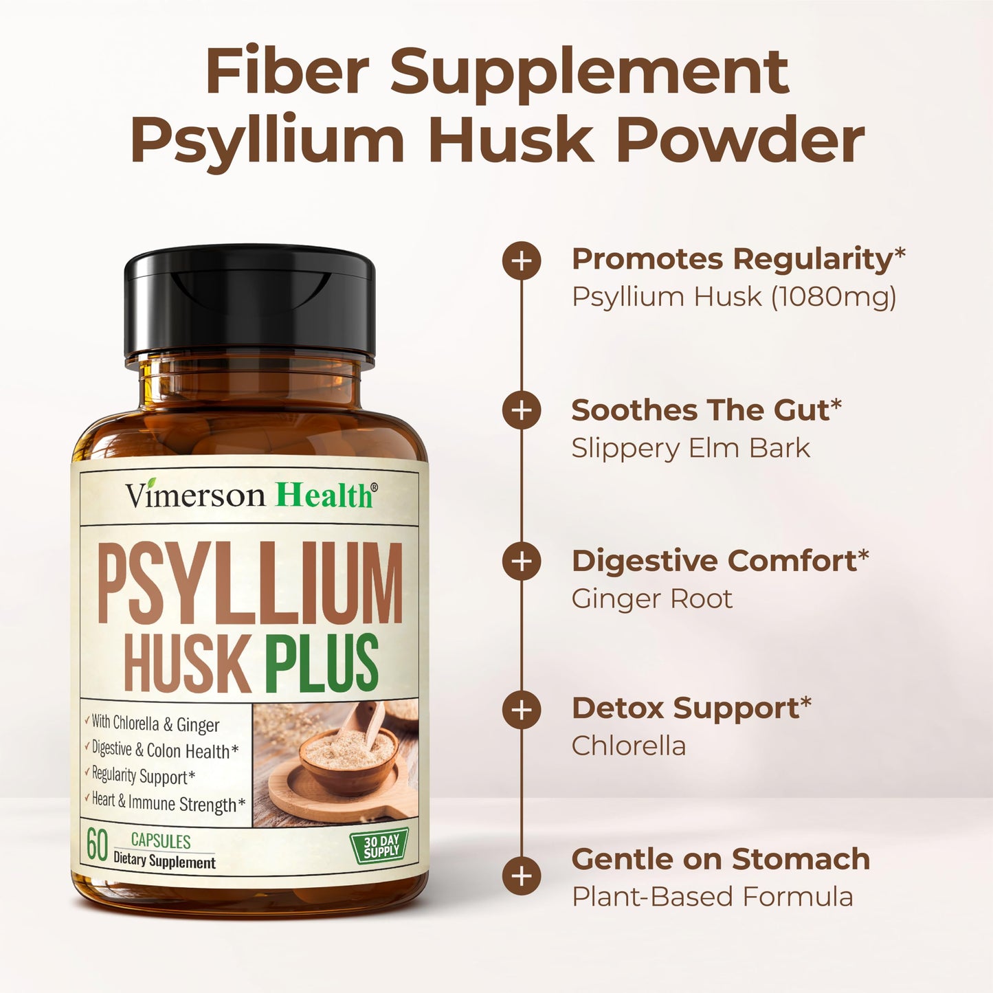 Side view of Vimerson Health psyllium husk digestive supplement
