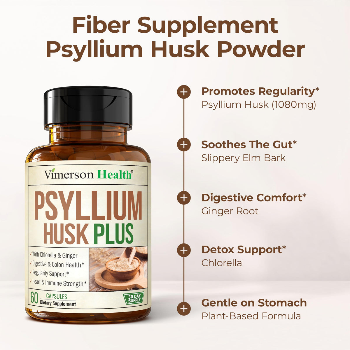 Side view of Vimerson Health psyllium husk digestive supplement