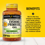 Mason Natural Evening Primrose Oil 180 softgels dietary supplement packaging showing supplement facts.