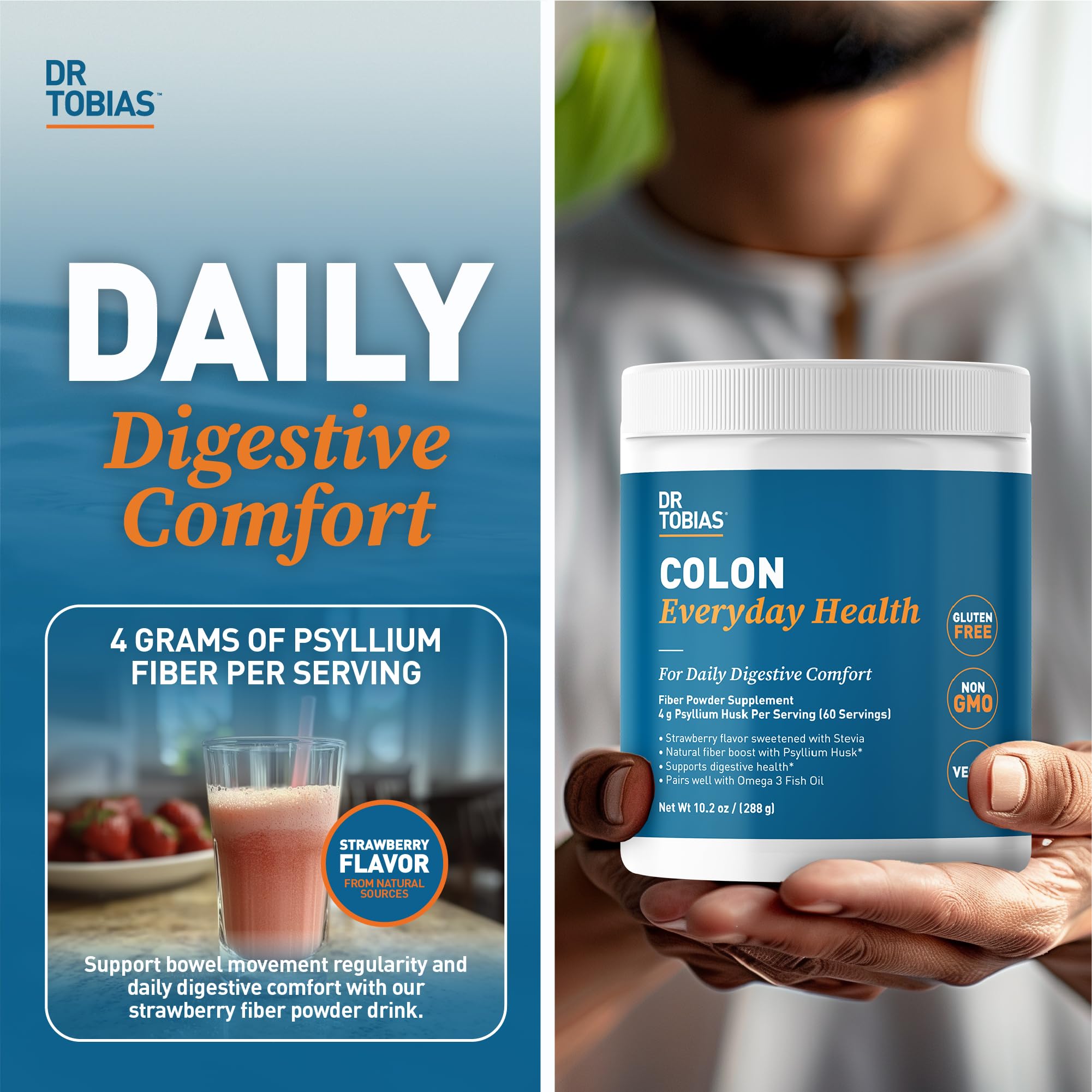 Dr. Tobias Psyllium Fiber Powder 60 servings container