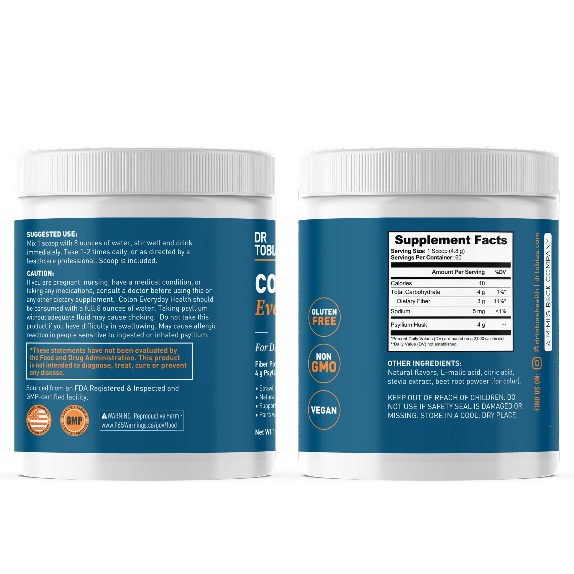 Dr. Tobias digestive health supplement packaging details