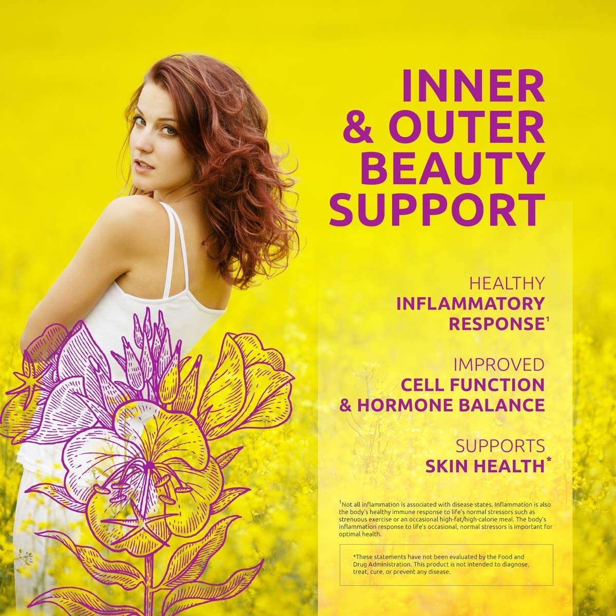 Authentic USA imported evening primrose oil 500mg packaging highlighting allergen free formula