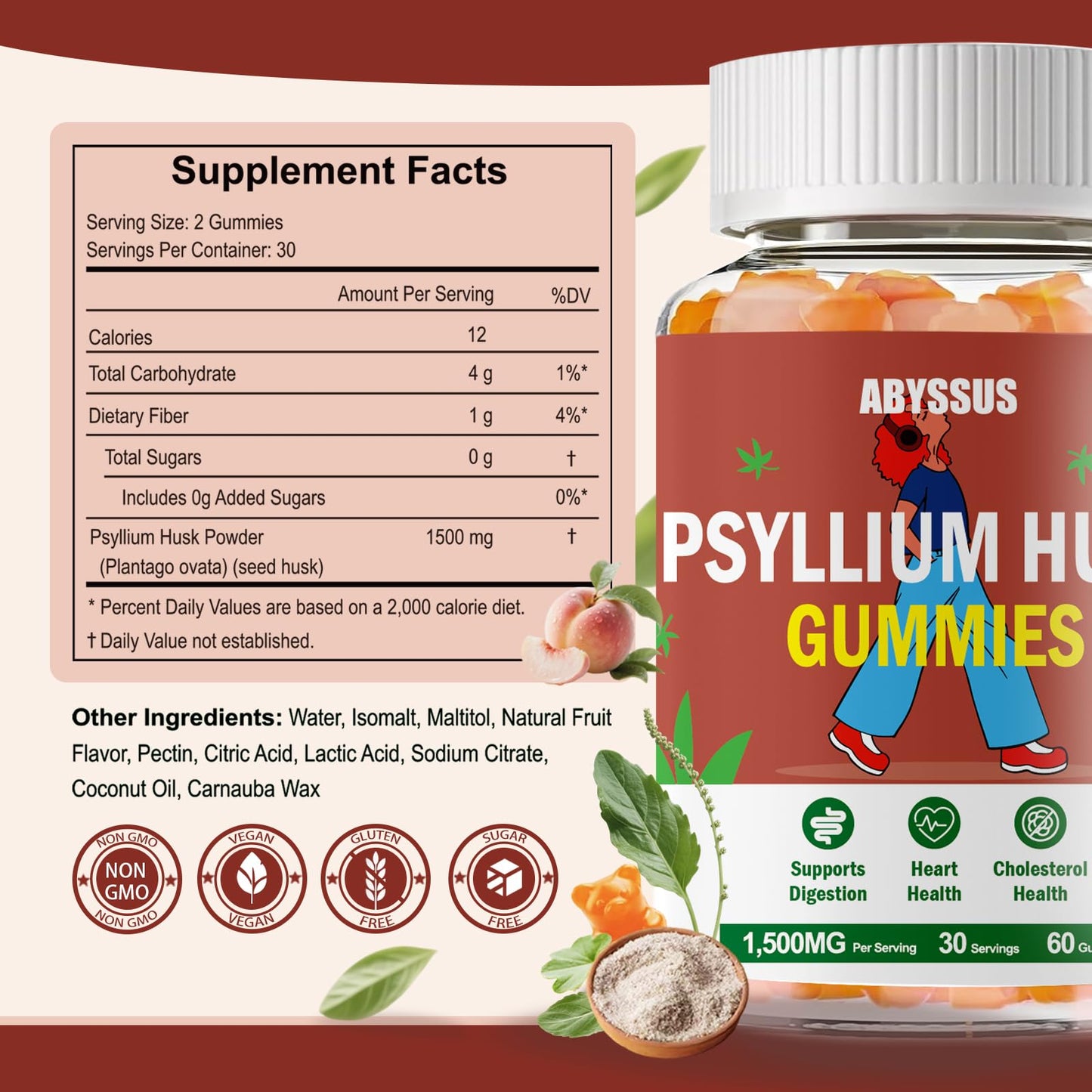 Close up of sugar free psyllium husk gummy texture