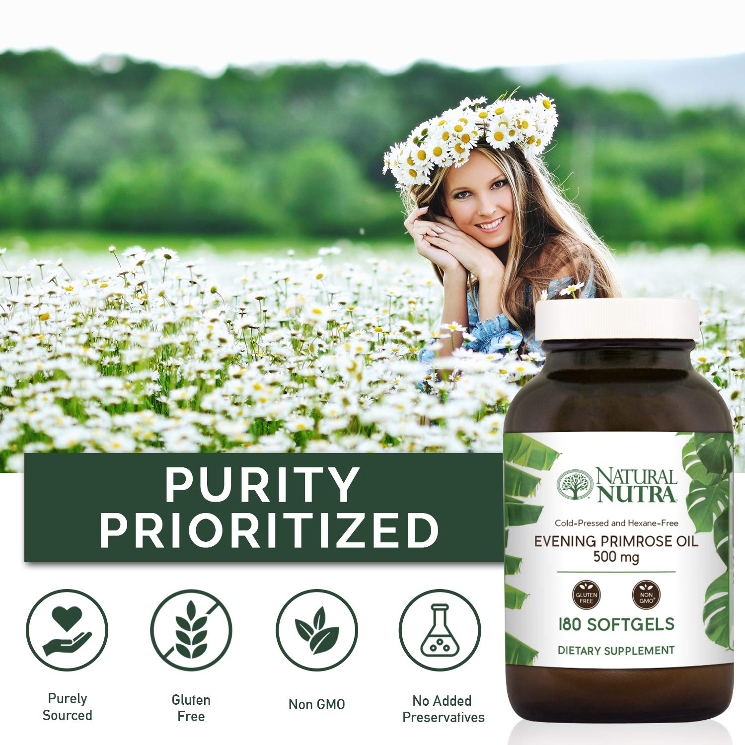Natural Nutra hexane free non GMO supplement container for hormonal balance support