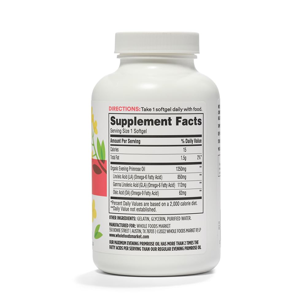 Imported USA evening primrose oil 1250mg cold pressed hexane free softgels