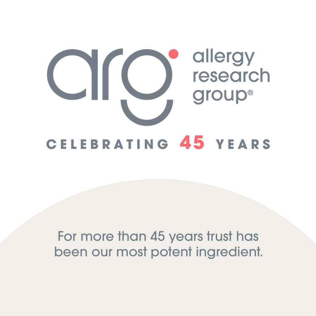 Close up of Allergy Research Group hypoallergenic evening primrose oil bottle showing hormone balance benefits