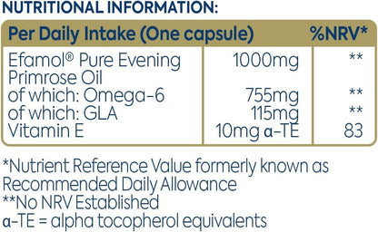 Efamol high strength premium Rigel seed evening primrose oil clear capsules side profile