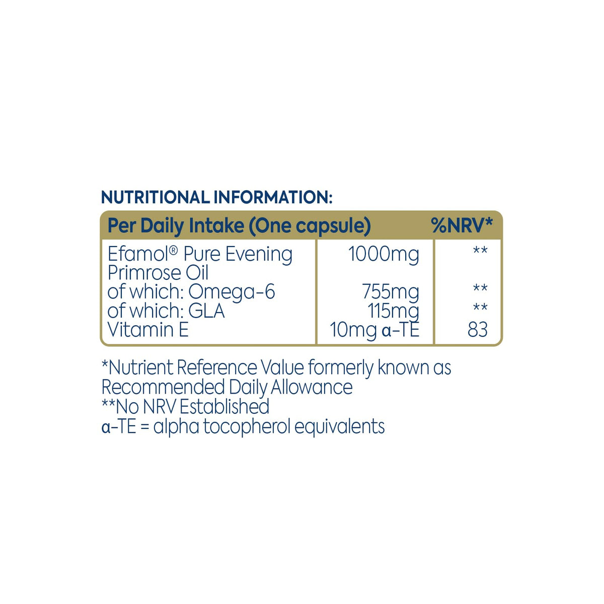Efamol evening primrose oil authentic imported packaging displaying product benefits