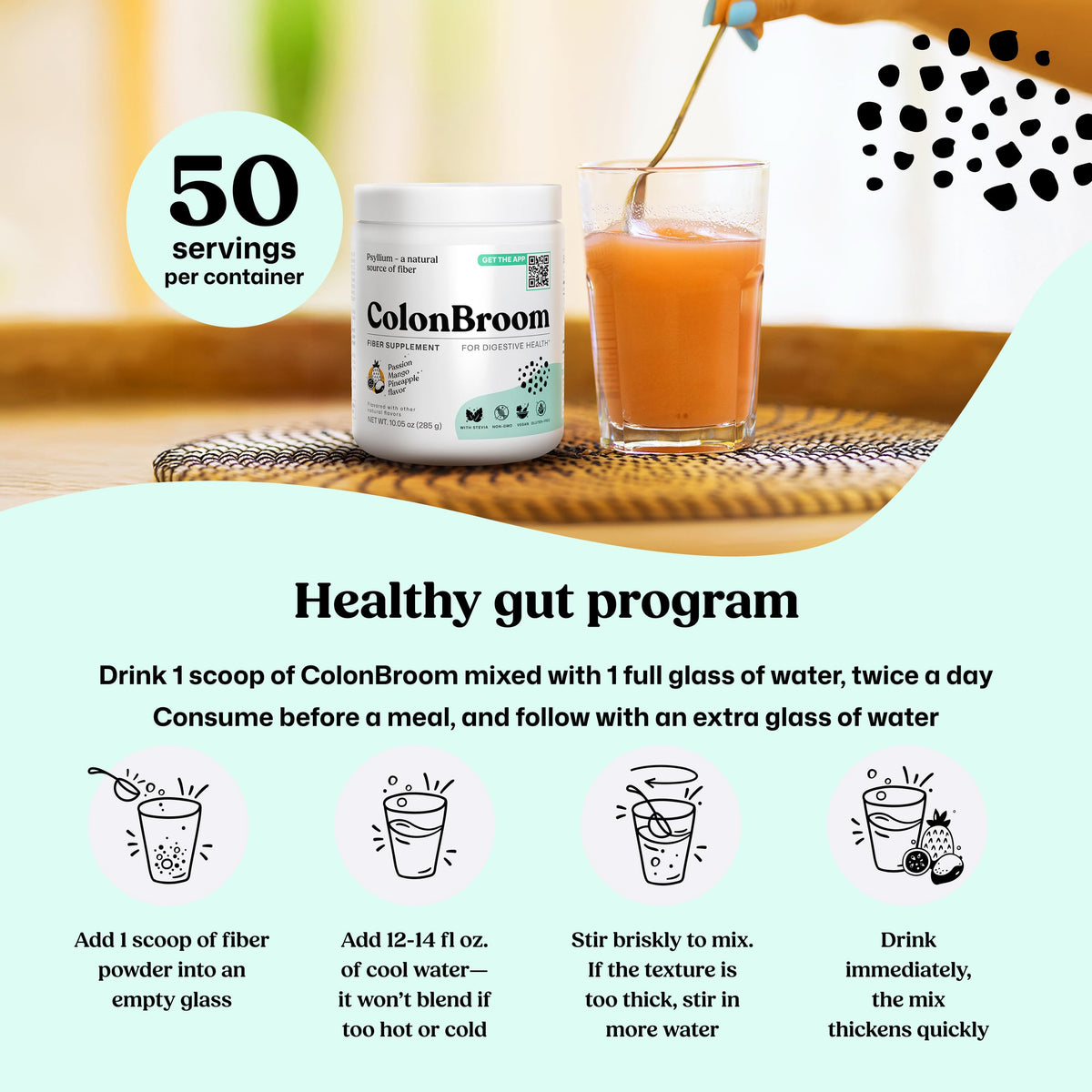 ColonBroom 349 grams container lifestyle shot