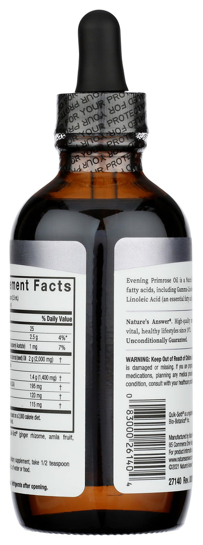 Nature's Answer cold pressed evening primrose oil liquid nutritional facts label