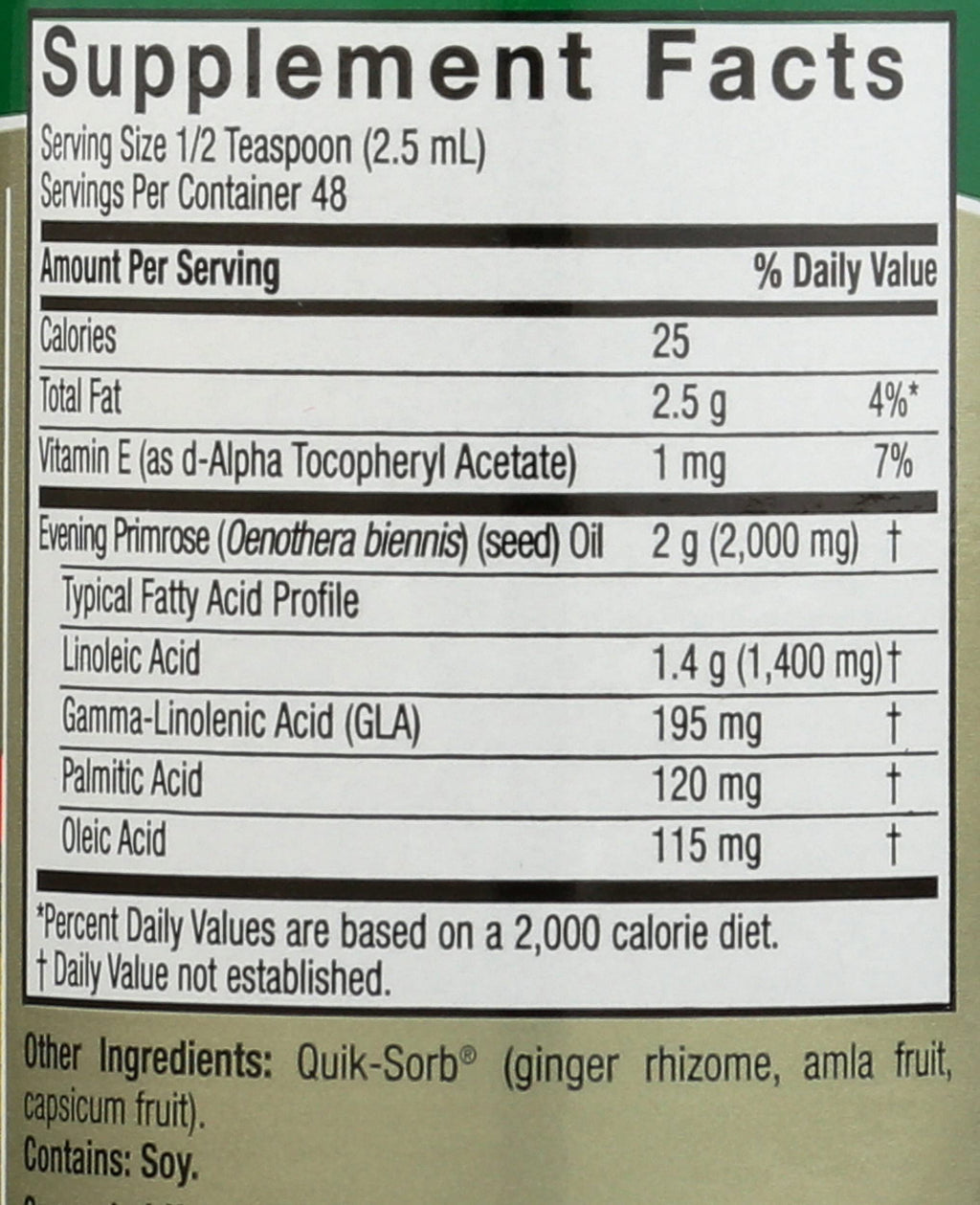USA imported Nature's Answer liquid evening primrose oil amber glass bottle
