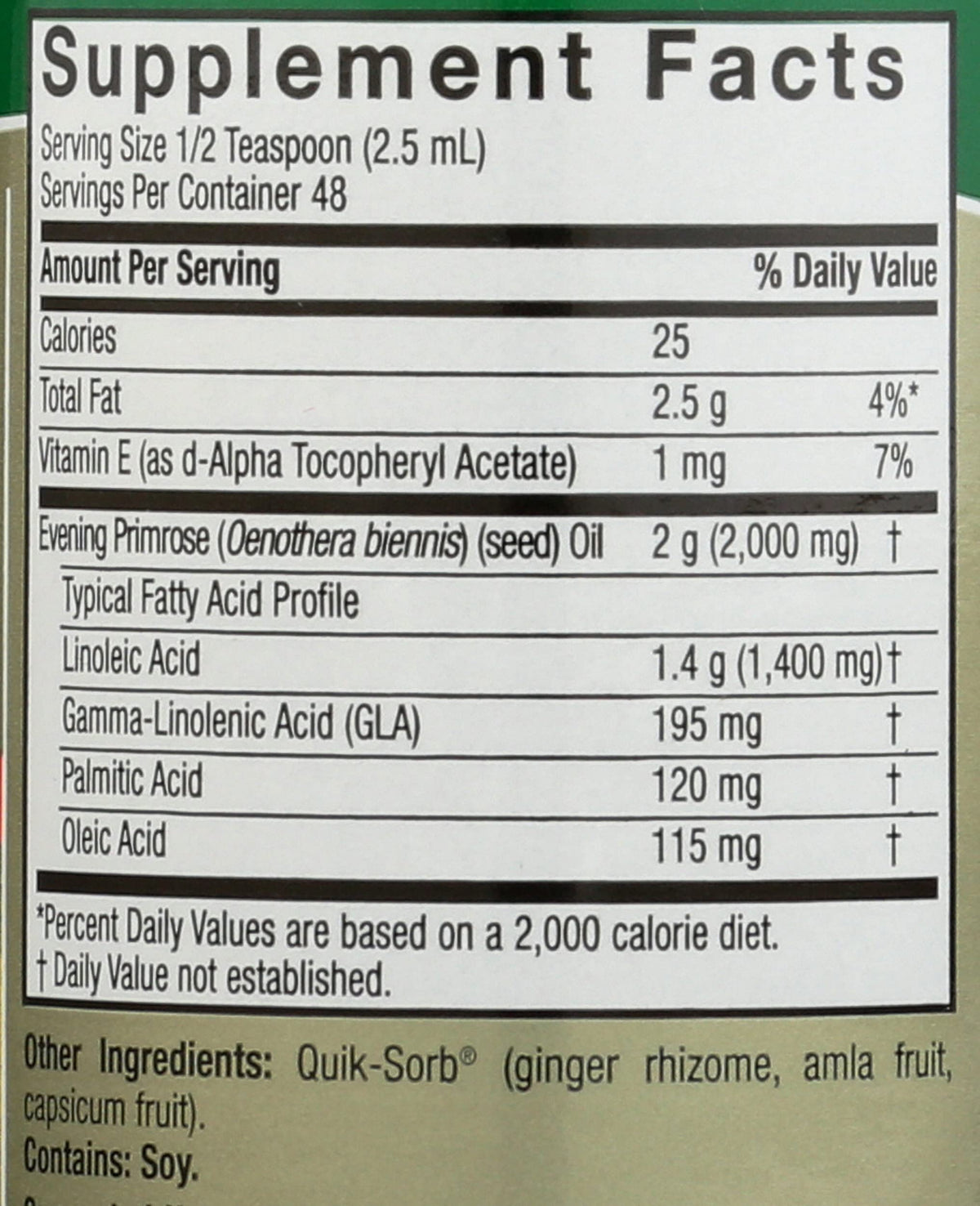 USA imported Nature's Answer liquid evening primrose oil amber glass bottle